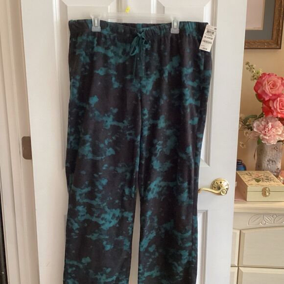 NWT. Jenni Brand Women’s Size XL Fleece Long PJ Pants in Forest Green - Picture 1 of 12
